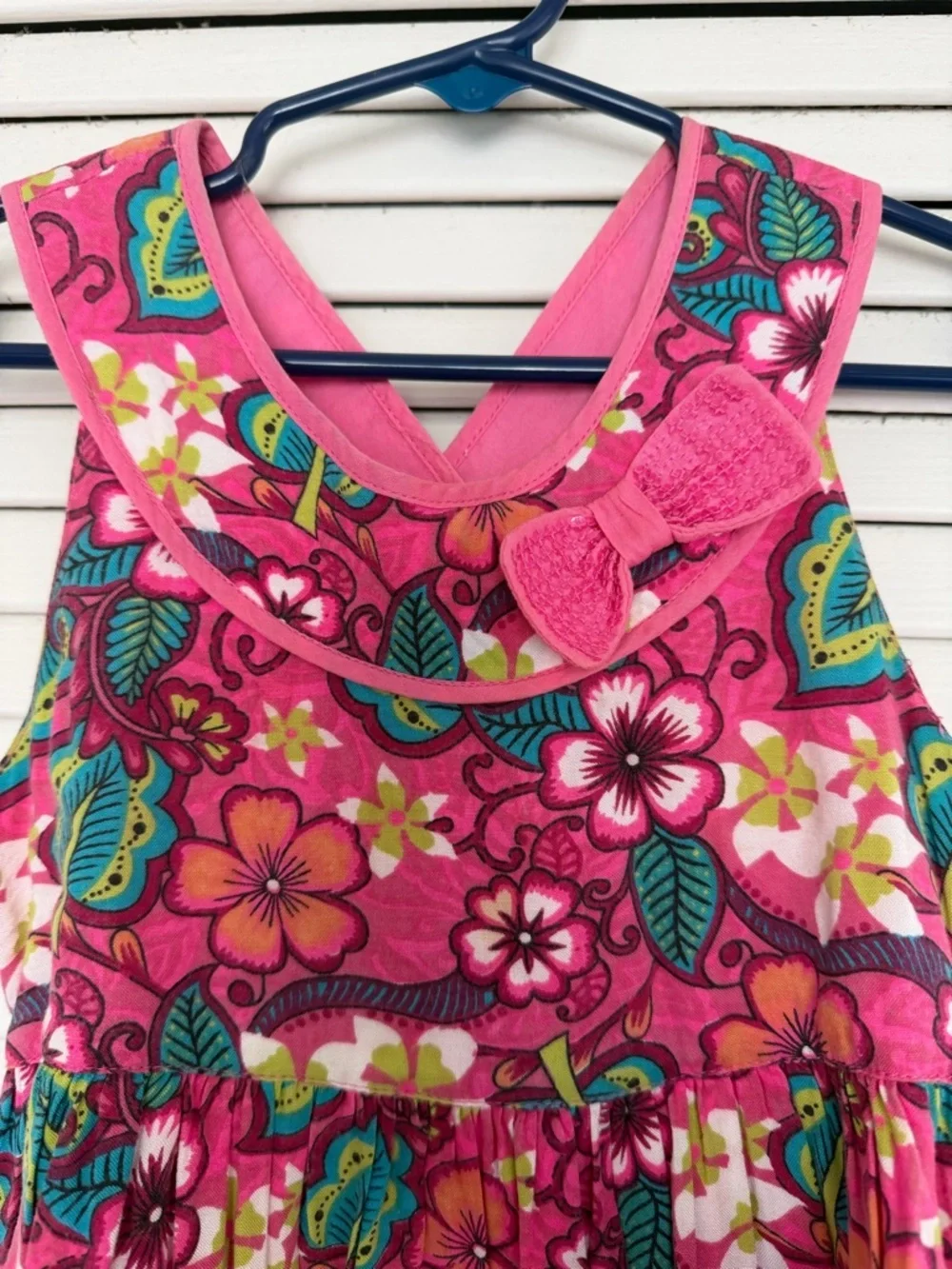 F&F Girls Floral Pink Bright Summer Dress Toddler 2–3Y Party Casual Cute Cotton
